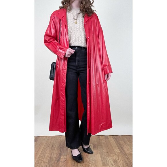 Vintage Jackets & Blazers - Vintage Long Rain Jacket Trench Coat Duster Oversized Maxi Scandinavian Raincoat